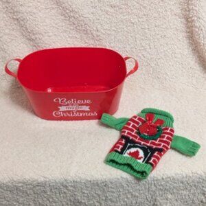 🌕 Christmas bucket & Ugly Christmas Sweater Wine bottle cover